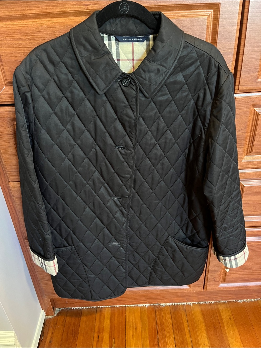 Burberry Black Quilted Puffer Jacket with Signature Check Trim